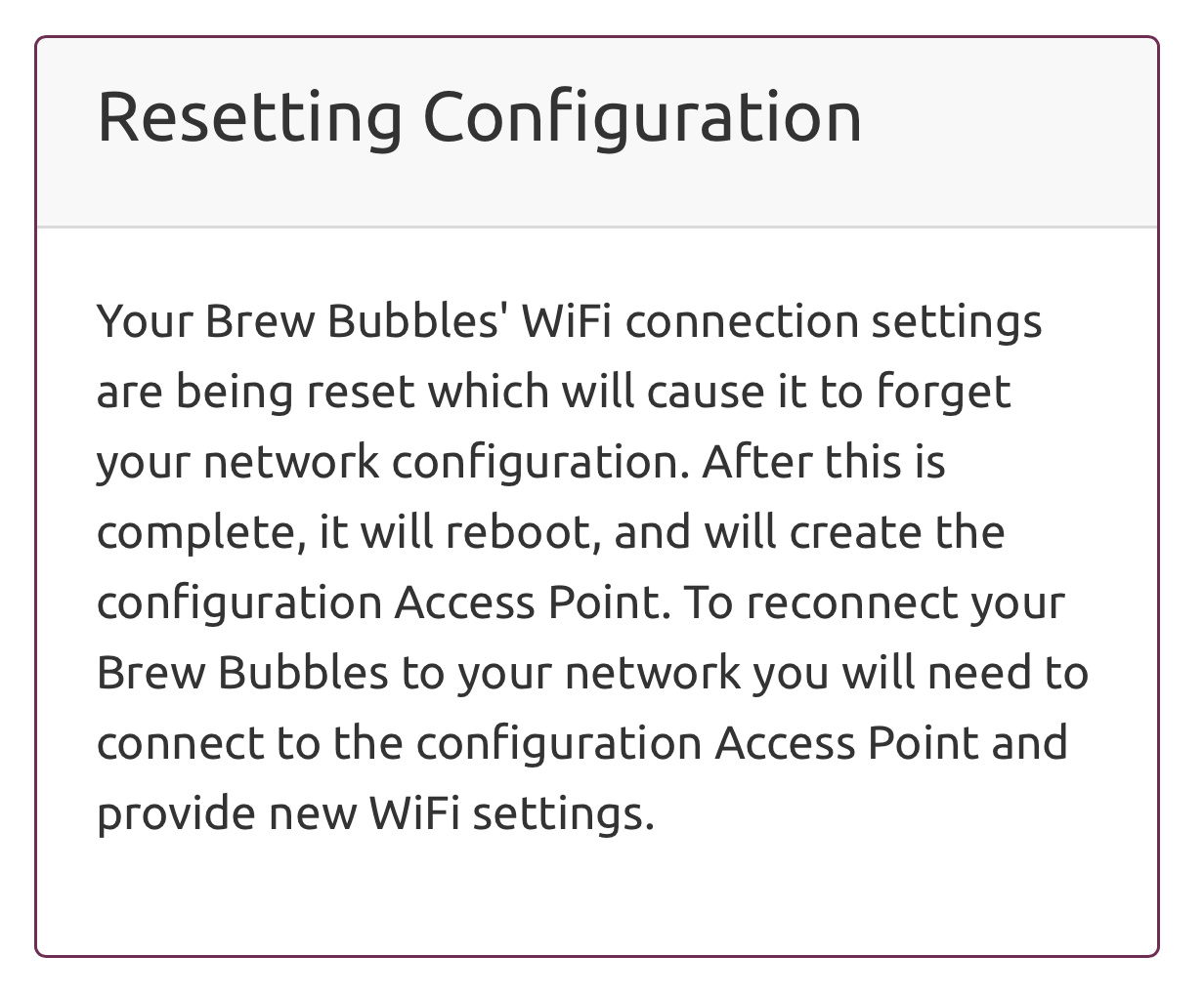 Reset Wifi confirmed